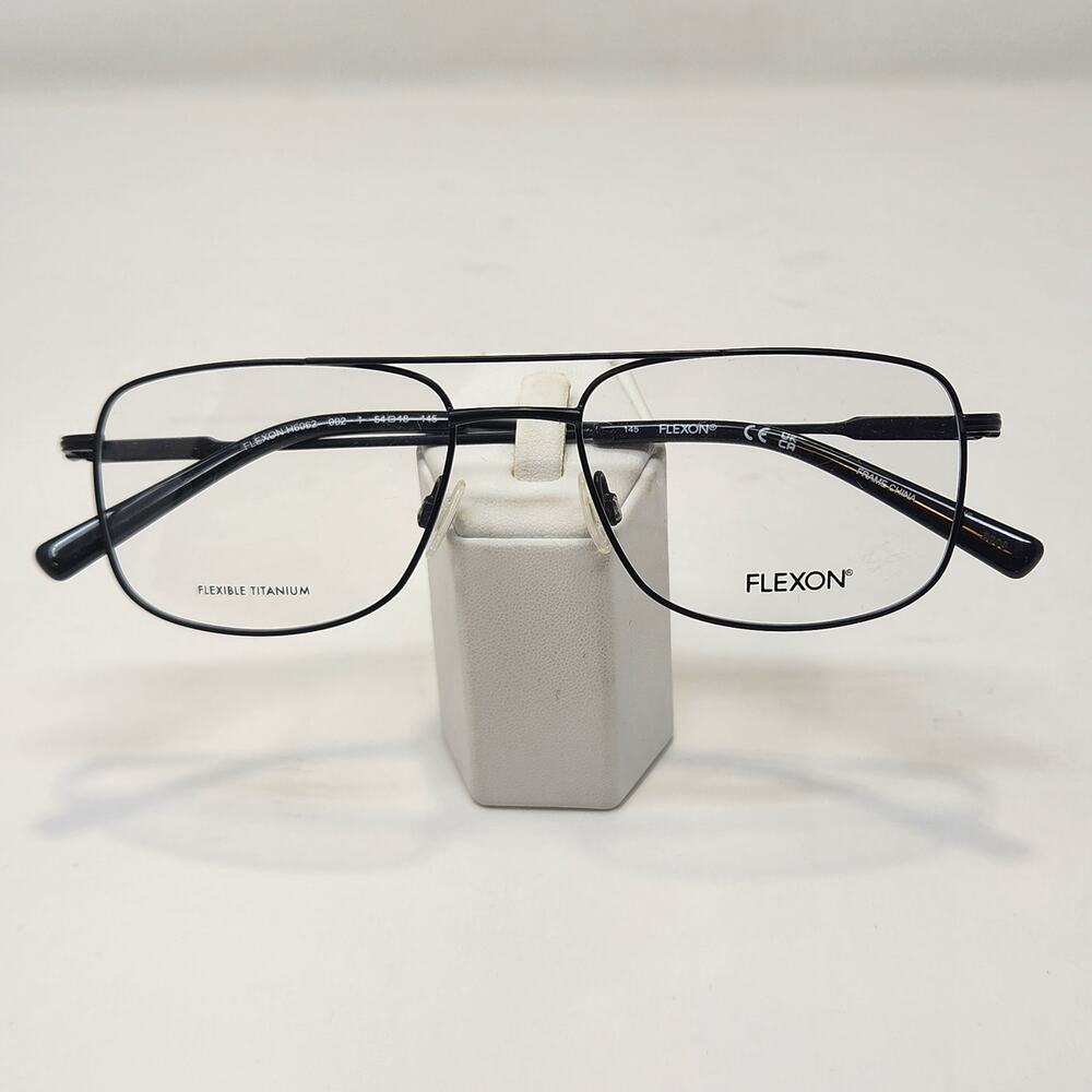 Flexon H6062 002 Matte Black Men Eyeglasses Frames Rectangle Full Rim Titanium